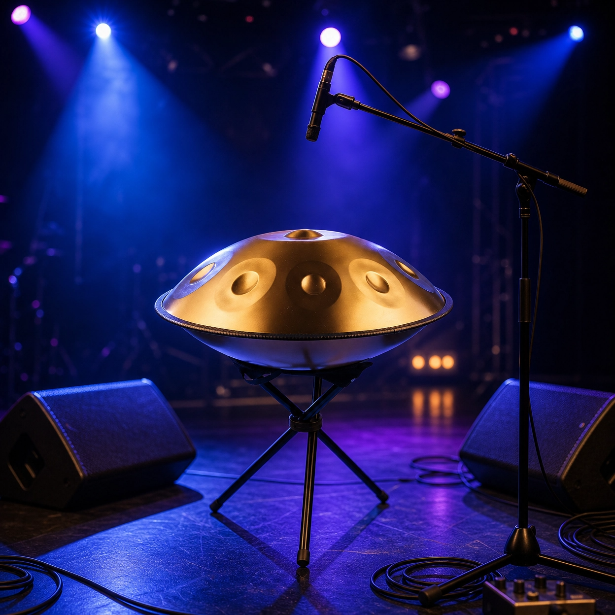 22-Inch D Minor Gold Handpan Steel Drum, 9 Notes, 10 Notes, 12 Notes, 14 Notes, 440Hz Professional Tuning, with Bag, Mallets & Cleaning Cloth