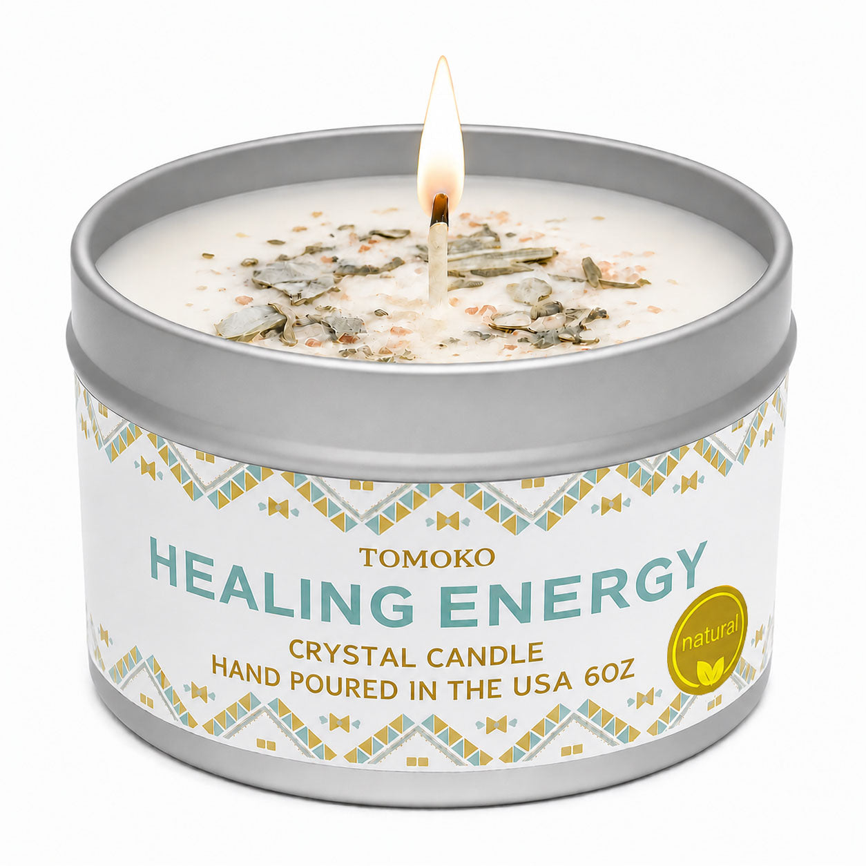 healing energy crystal candle