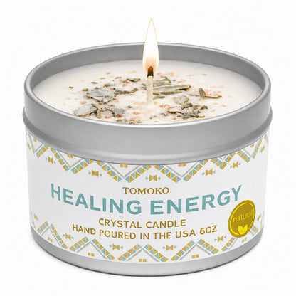 healing energy crystal candle