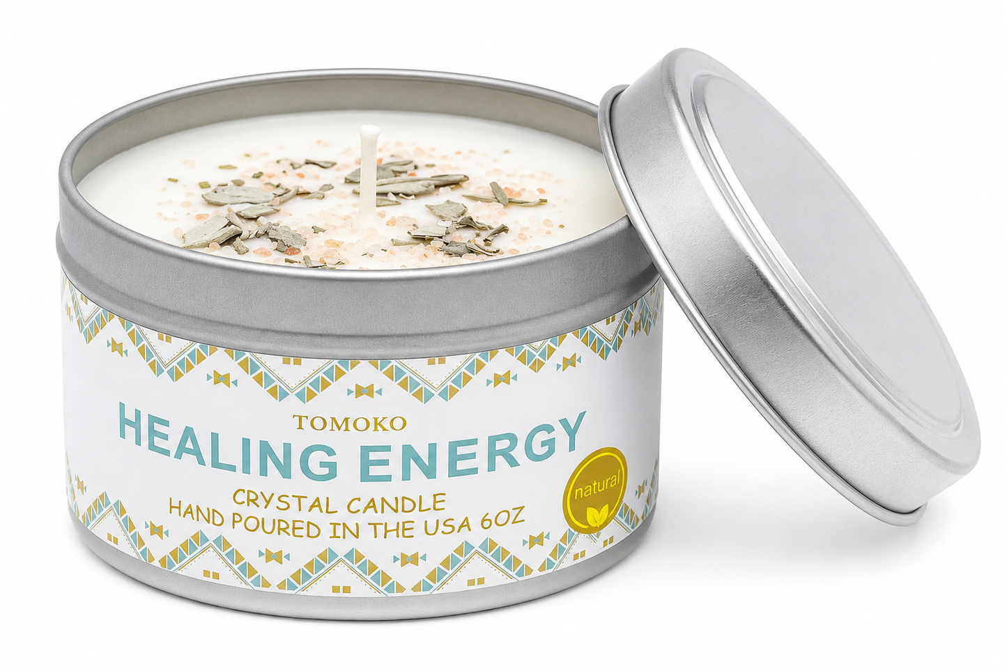 healing energy crystal candle