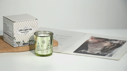 LED Light-Up Vanilla Scented Candle, Decorative Glass Jar with Built-in LED Glow, Real Flame Candle for Ambient Lighting, Home Décor, Gifts & Holidays